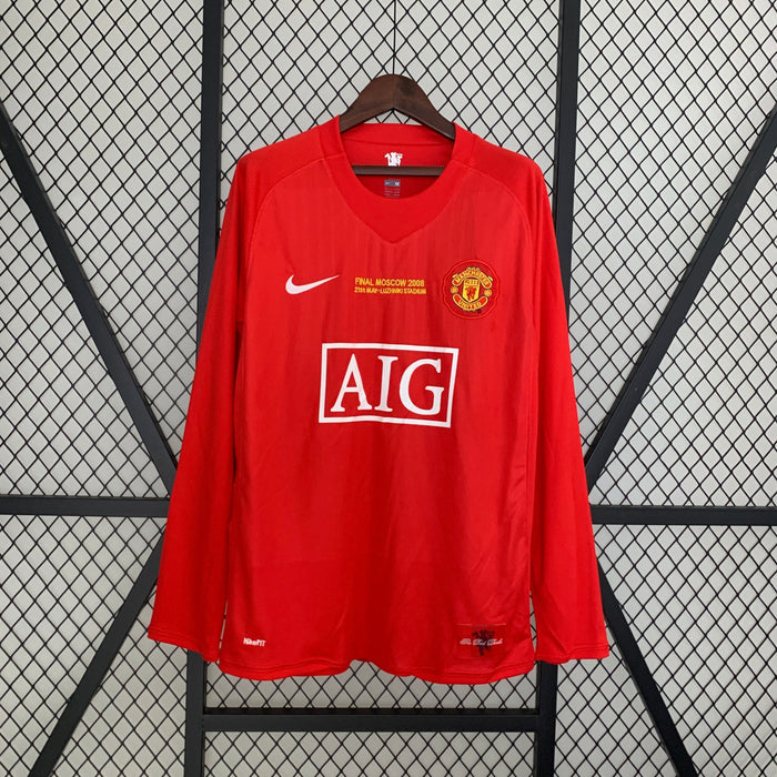Manchester United 2007/08 Home Long Sleeve Retro Jersey Champions League 2008 Final