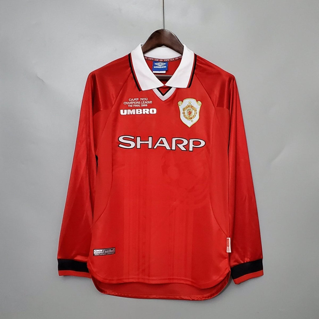 Manchester United 1999 Local Retro Manga Larga Camiseta