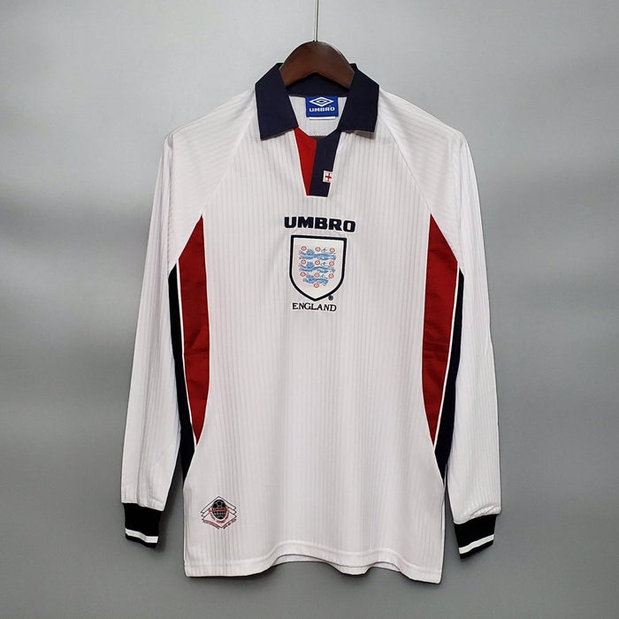 England 1998 Home Retro Long Sleeve Jersey